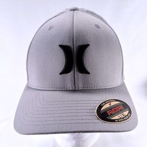 Hurley Yupoong Gray Flexfit Embroidered Logo Mens Baseball Cap Hat Sz L - XL
